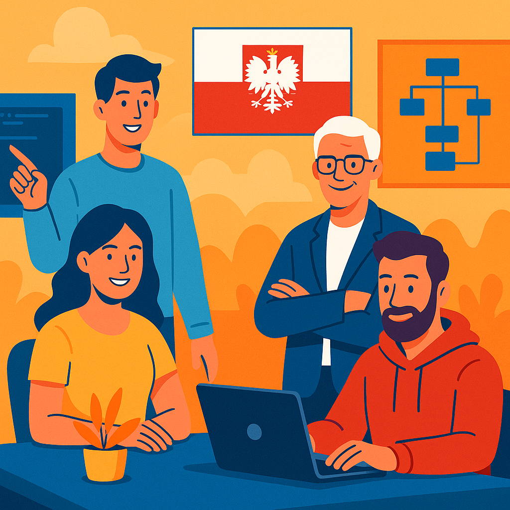 Иллюстрация команды работающей над проектом